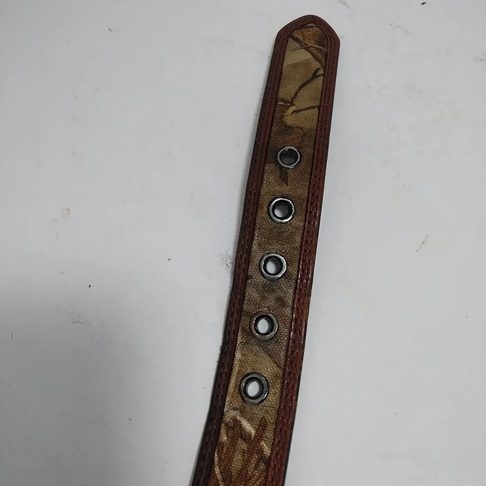 Men's Camo Brown Leather Belt  Size 38 Lined On Bonded Leather‎ Camouflage